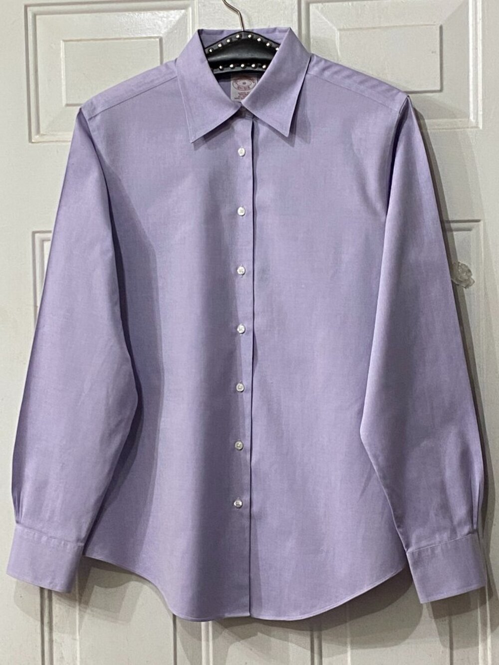 Brooks Brothers No-Iron Lavender Womens Sz 10 M) Blouse Shirt Long Sleeve Pocket